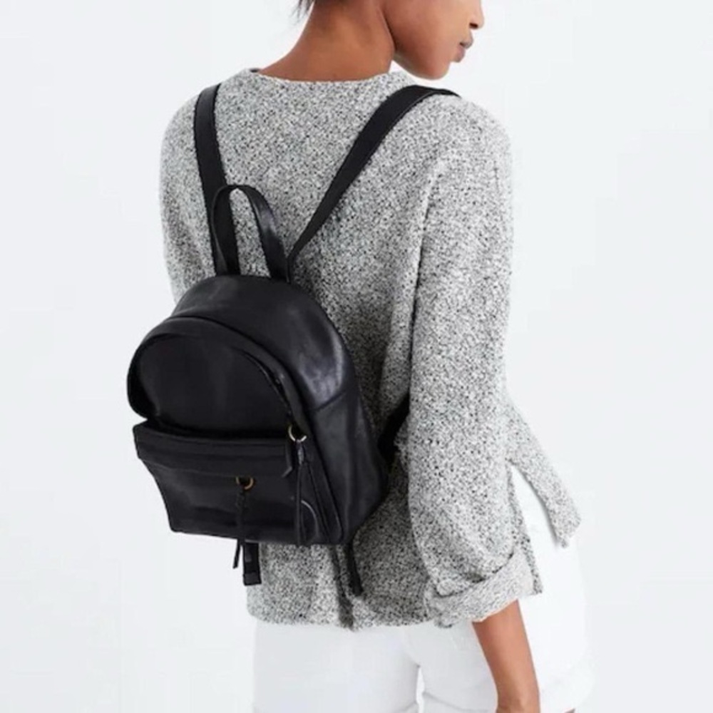 Madewell Lorimer Black Leather Mini Backpack